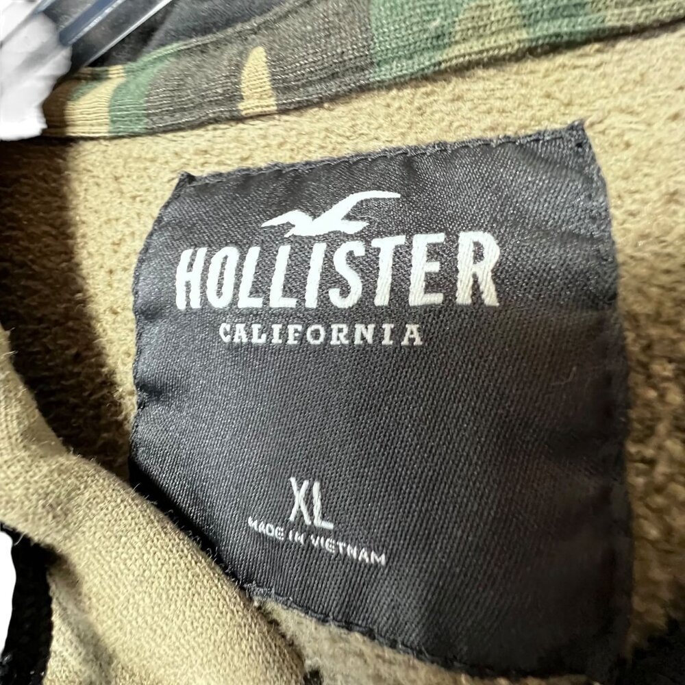 Hollister Mens Camo Hoodie XL Pullover Sweatshirt Fleece Lined Kangaroo Pocket - Picture 4 of 10
